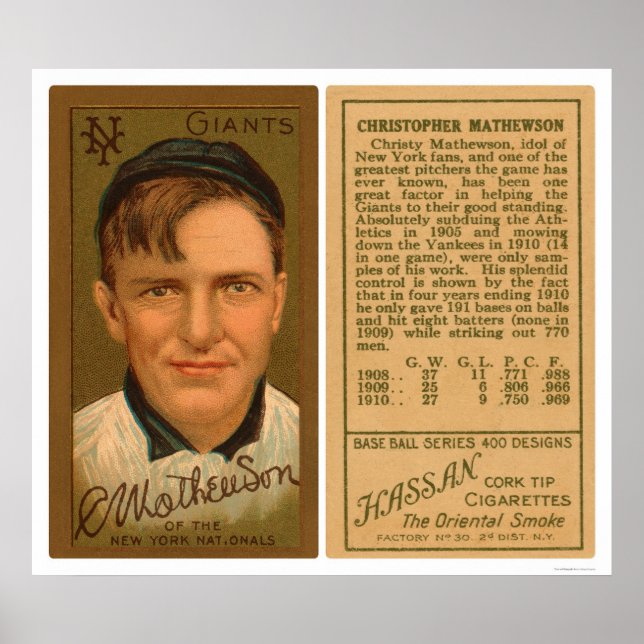 Poster Christy Mathewson Baseball 1911 (Frente)