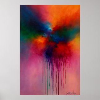 Poster Chromatic Cascade - Abstract Drip Painting