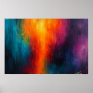 Poster Chromatic Surge - Fiery Orange Meets Midnight Blue