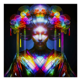 Pôster Chromatisch Farbige Glas-Geisha im Kontrast