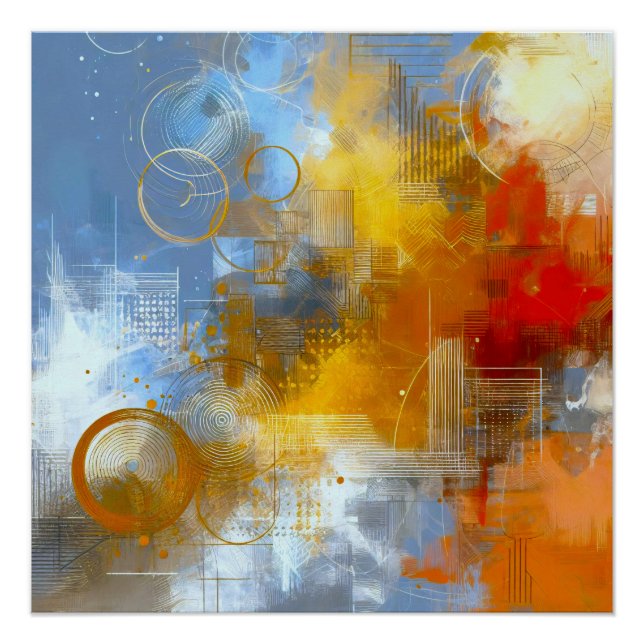 Pôster Chromatische Skyline: Puls der urbanen Abstraktion (Frente)