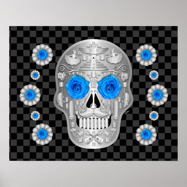 Poster Chrome Calavera (Rosa Azul)  (Frente)
