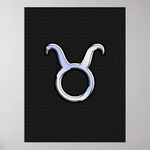 Poster Chrome Como Taurus Zodiac Sinal na Pele Cobra Negr
