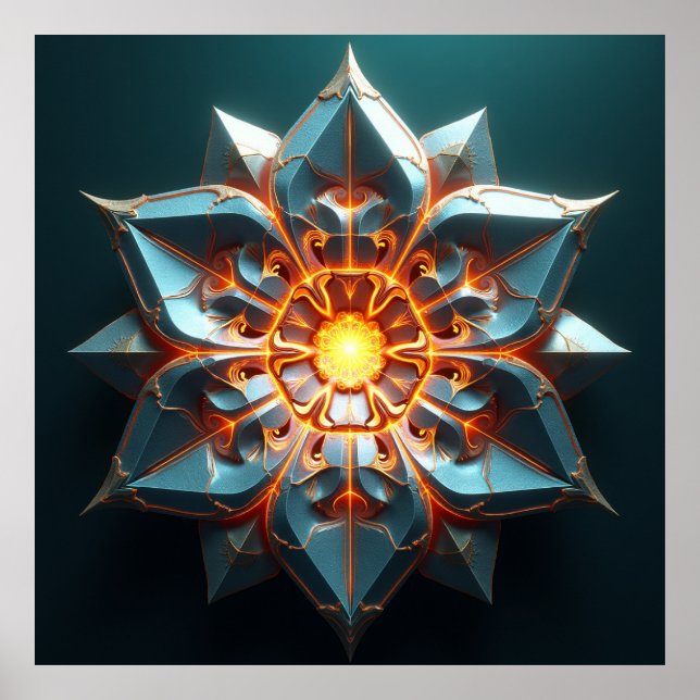 Poster Chrono-Fractal Bloom: Ethereal Weave (Frente)