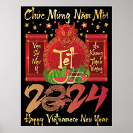 Poster Chuc Mung Nam Moi Feliz Vietnamita Ano Novo 2024