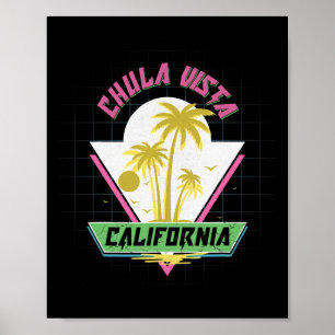 Poster Chula Vista Califórnia Retro Vaporwave Praia