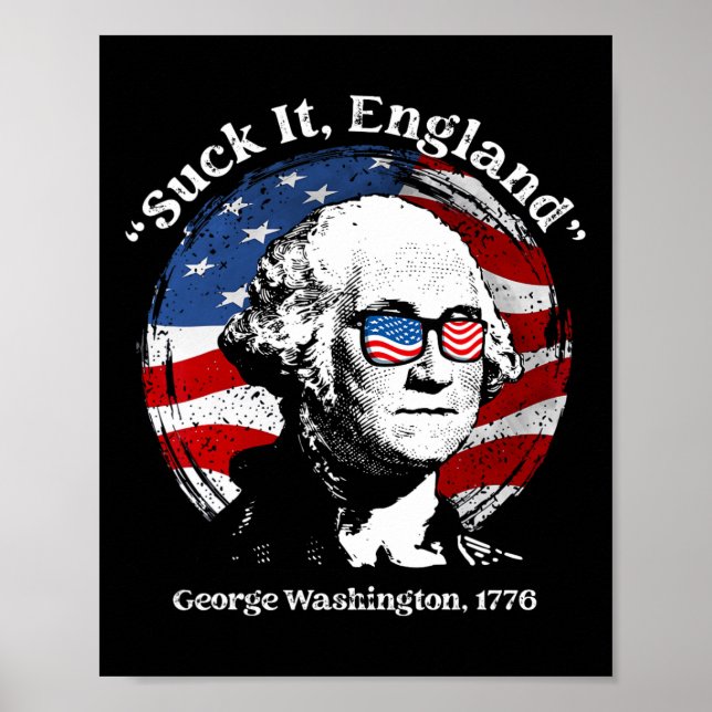 Poster Chupa Inglaterra Engraçado George Washington Bande (Frente)