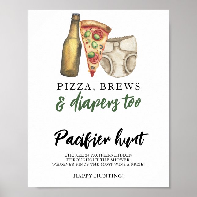 Poster Chupeta de bebê cerveja caça jogo de chuveiro de b (Frente)