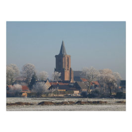 Pôster Church Dutch village winter, 