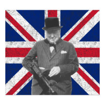 Churchill Colocando Com Uma Arma Tommy