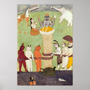 Pôster Churning of Sea of milk, 15 do século XVII