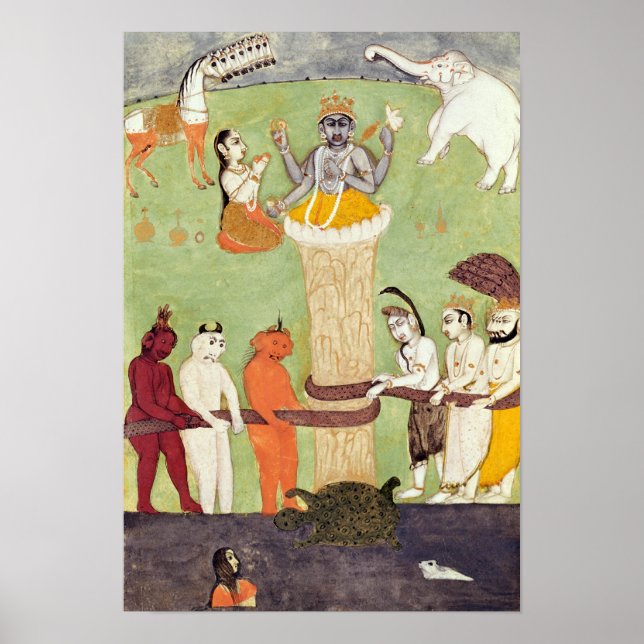 Pôster Churning of Sea of milk, 15 do século XVII (Frente)