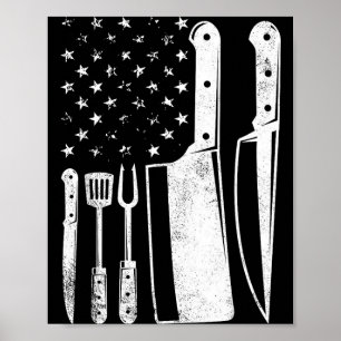Poster Churrasco bandeira dos eua patriótico quatro de ju