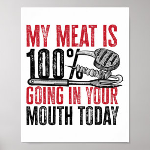 Poster Churrasco Byrbeque - A Minha Carne Vai 100% Na Sua
