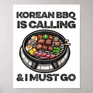 Poster Churrasco coreano engraçada Comida de churrasco co