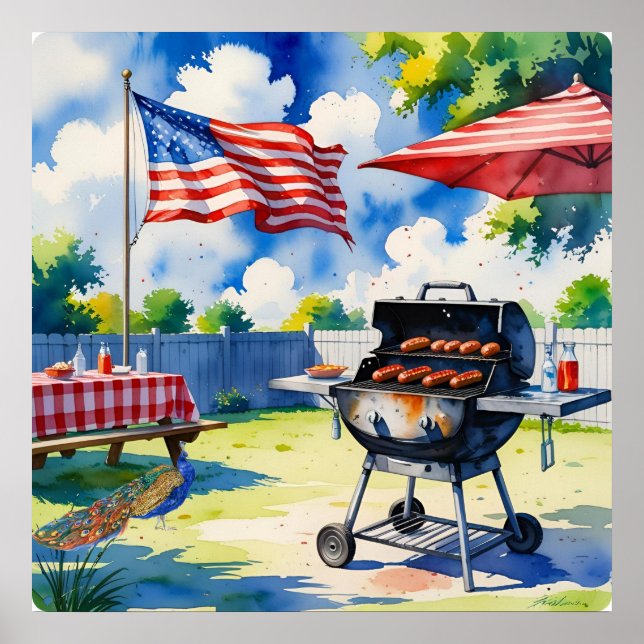 Poster Churrasco de Aquarela Festiva (Frente)