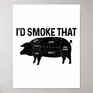 Poster Churrasco De Chef Butcher Eu Fumaria Aquele Porco 