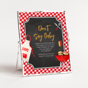 Poster Churrasco de Gingham Vermelho Não diga amor