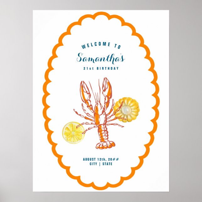 Poster Churrasco de lagosta Lagosta Festa de Verão Bem-vi (Frente)