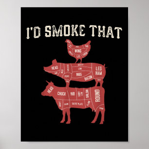 Poster Churrasco Engraçado Vaca Suína Galinha Grafia Home