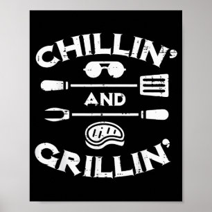 Poster Churrasco Relaxando E Grelhando Camiseta Barbecue 