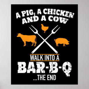Poster Churrasco Suíno, Frango E CHURRASCO Engraçado De