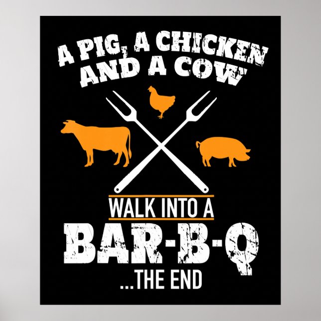 Poster Churrasco | Suíno, Frango E CHURRASCO Engraçado De (Frente)