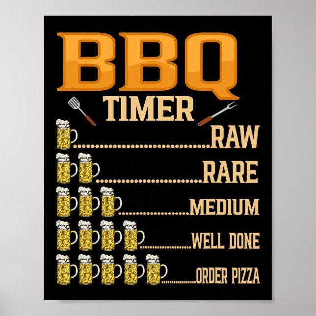 Poster Churrasco Timer Raw Moedas Médias Bem Feitas Amant (Frente)