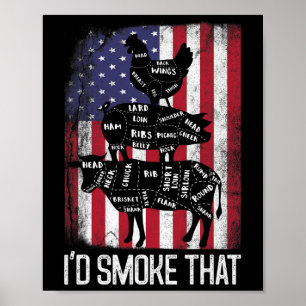 Poster Churrasco Usa Flag Eu Fumaria Aquele Botão De Fran