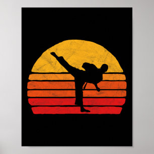Poster Chute de Karatê em Pé Estilo Sol dos Anos 80 Gráfi
