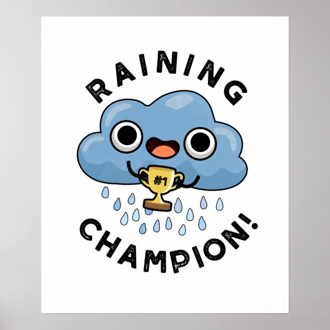Poster Chuva Champ Engraçado Clima Chuva Nuvem Lúpulo (Frente)
