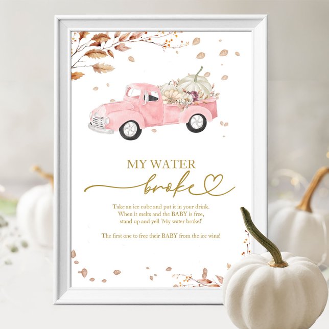 Poster Chuva de Abóbora Baby Shower Meu Líquido Rompeu Jo (Criador carregado)