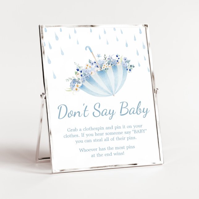 Poster Chuva de Abril Traz Flores de Maio Não Diga Bebê (Boy April Shower Bring May Flowers Baby Shower Don't Say Baby Sign)