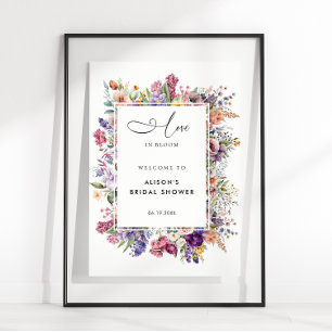 Poster Chuva de Amor Floral Jardim de Noivas Boas-Vindas 