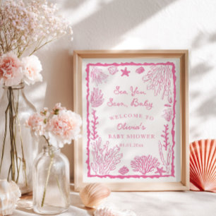 Poster Chuva de Amor Menina  Chá de Bebê 