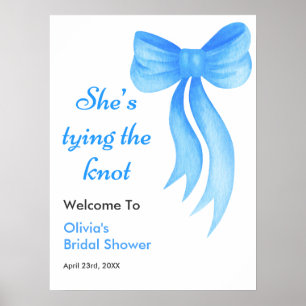 Poster Chuva de Arroz com Laço Azul Ela Está Dando o Nó C