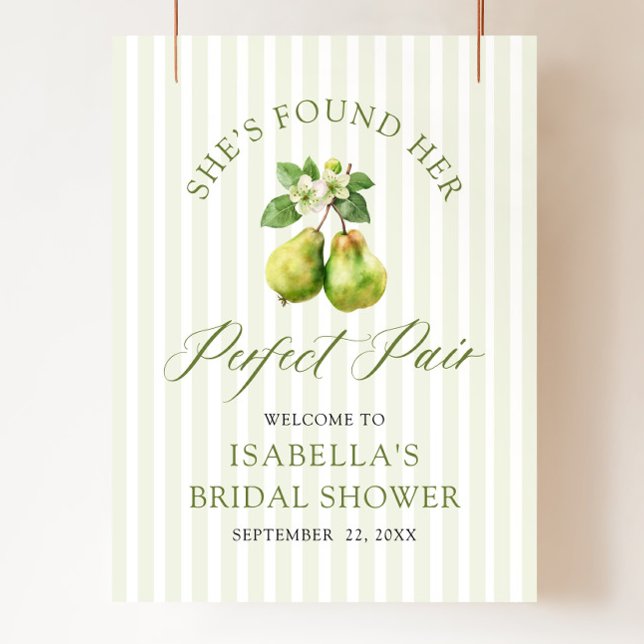 Poster Chuva de Arroz em Xadrez Verde Moderno Par Perfeit (Modern Green Gingham Perfect Pair Bridal Shower Welcome Sign)