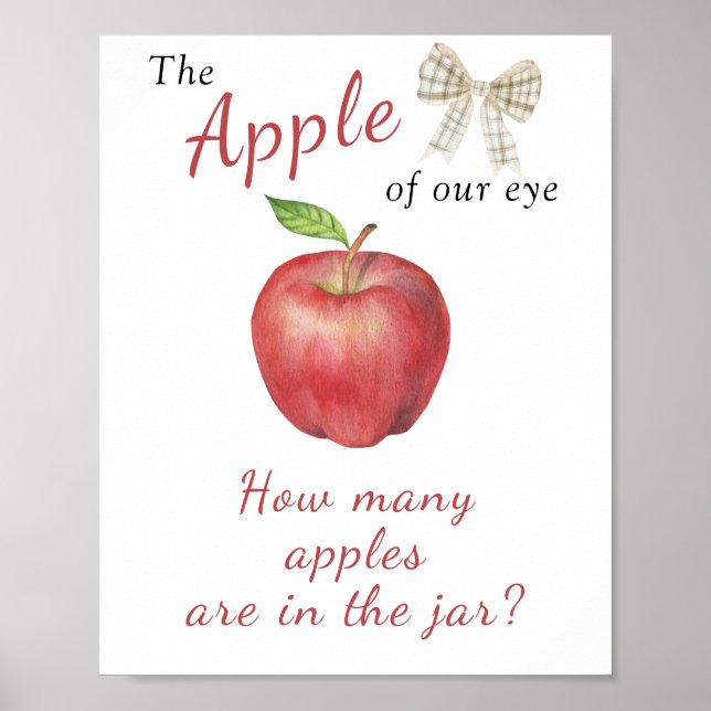 Poster Chuva de bebê Apple - adivinhe quantas maçãs estão (Frente)