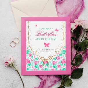 Poster Chuva de Bebê Arco Dourado Flor Rosa Adorável