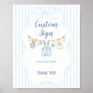 Poster Chuva de Bebê Blue Jean Menino Listra Moderna
