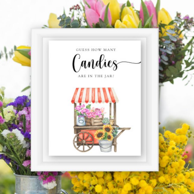 Poster chuva de bebê carrinho de flores - adivinhe quanto (Criador carregado)