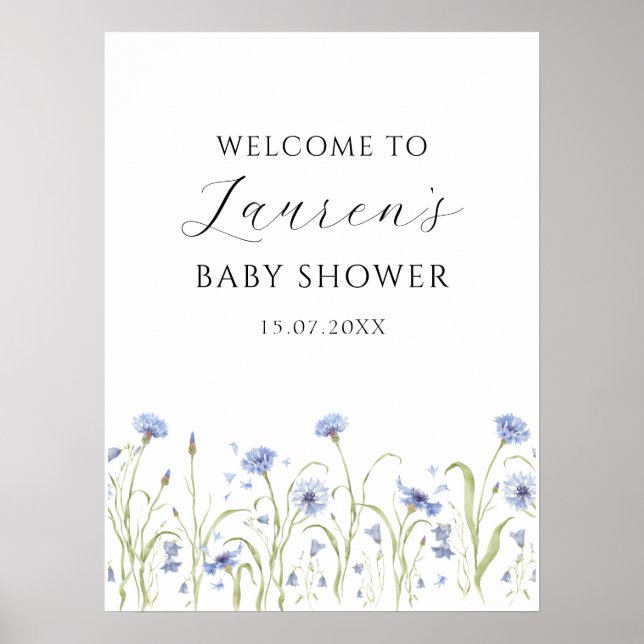 Poster Chuva de Bebê com Flor Silvestre (Frente)
