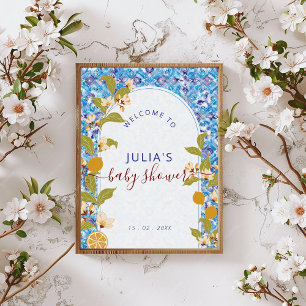 Poster Chuva de Bebê Costa de Amalfi Limão Mediterrâneo