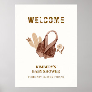Poster Chuva de Bebê Cowgirl Boho Neutra de Cactus Bem-vi