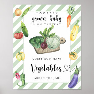 Poster chuva de bebê cultivada localmente - quantos veget