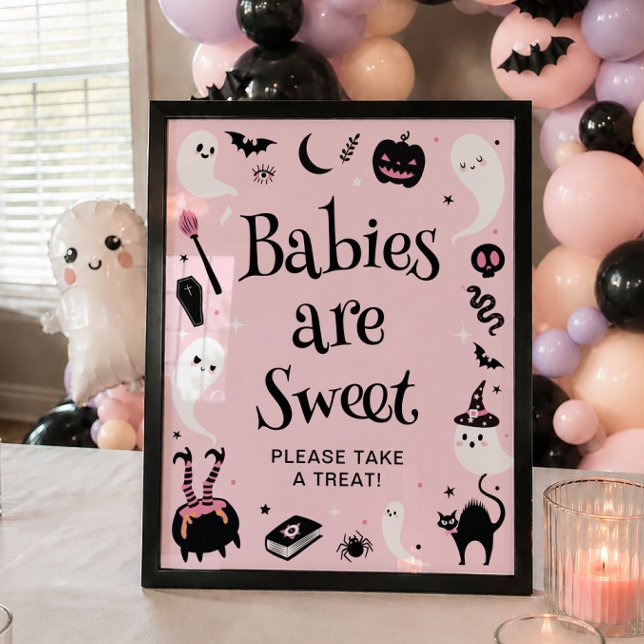 Poster Chuva de Bebê de Halloween Menina Bebês são Doces  (Criador carregado)