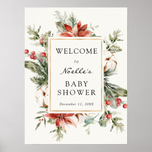 Poster Chuva de Bebê de Inverno Bem-vindo Evergreen Poins