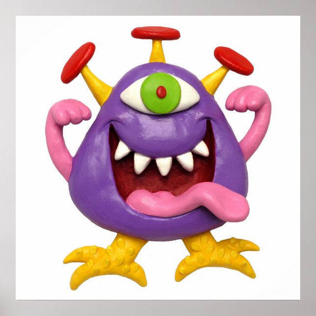 Poster Chuva de Bebê de Monstro Roxo Goofy Berçário (Frente)