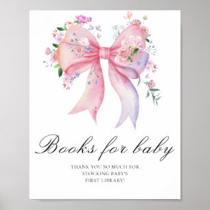 Poster chuva de bebê em flor baby shower