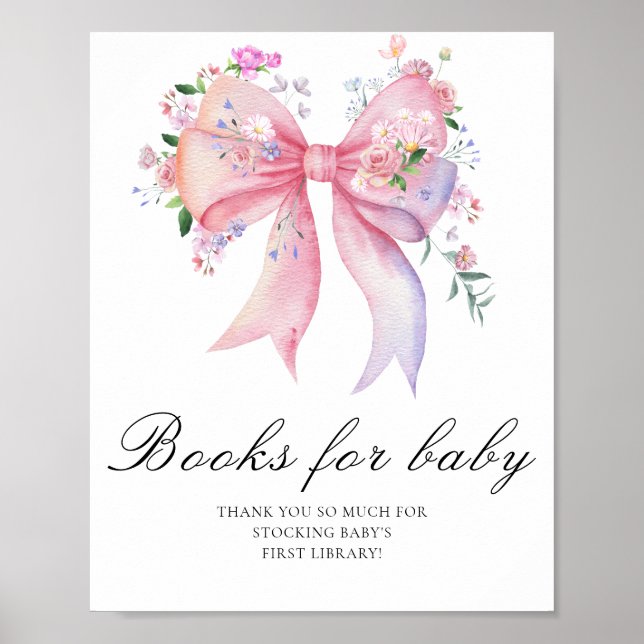 Poster chuva de bebê em flor baby shower (Frente)